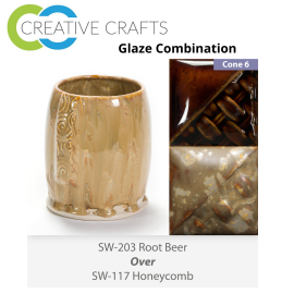 Root Beer SW-203 over Honeycomb SW-117 Stoneware Glaze Combination